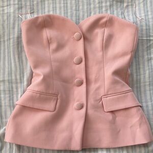 Zara Strapless Blush Pink Button-Front Bustier Top
